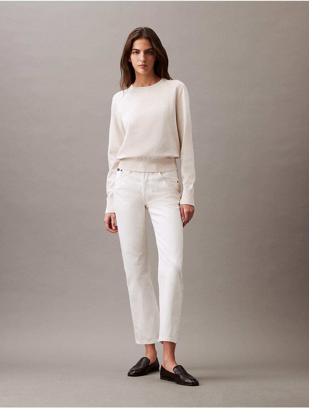 Calvin Klein Womens Smooth Cotton Sweater - White - XL Product Image