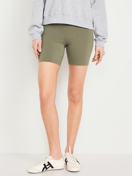 High-Waisted Jersey Biker Shorts -- 6-inch inseam Product Image