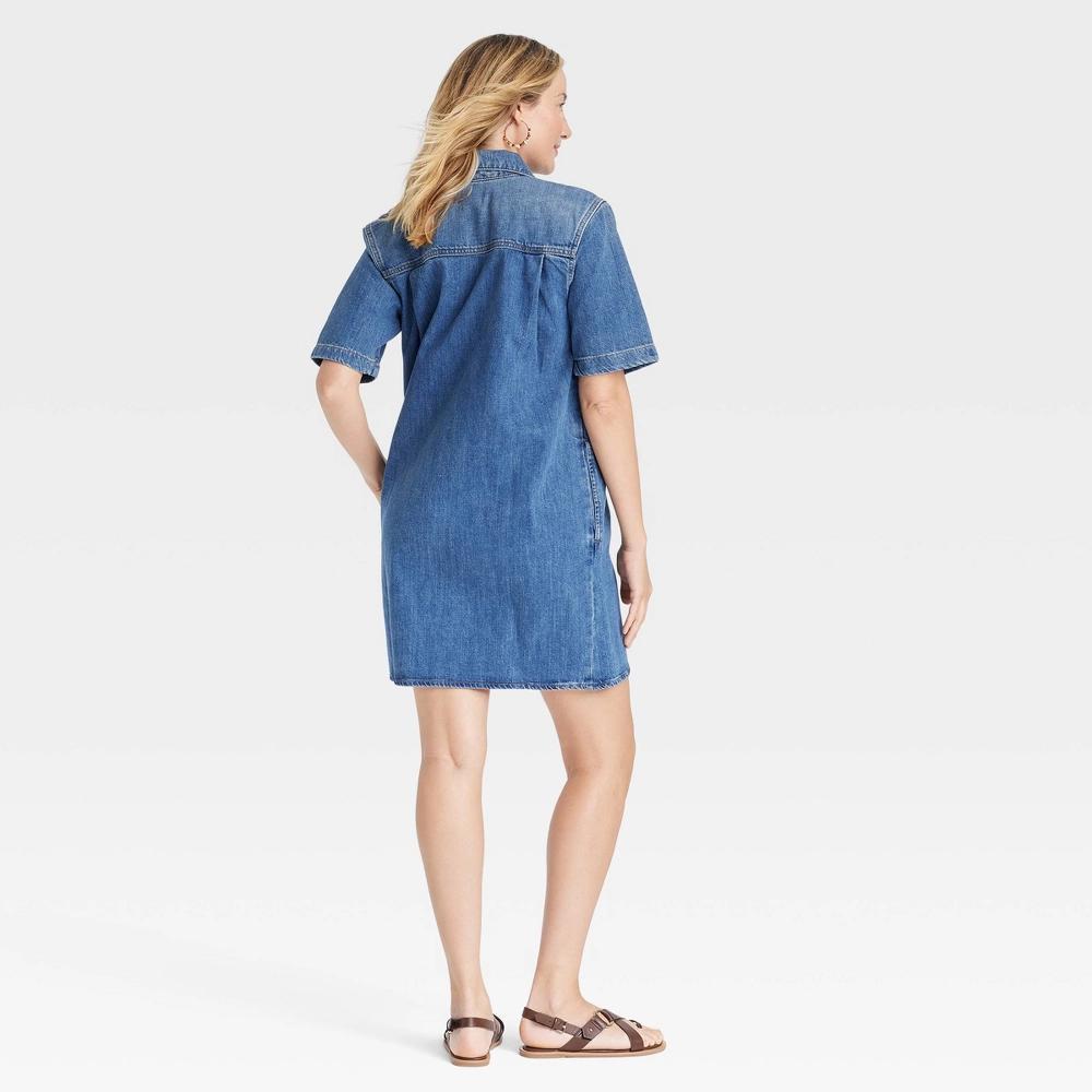 Womens Short Sleeve Mini Shirtdress - Universal Thread Blue M Product Image