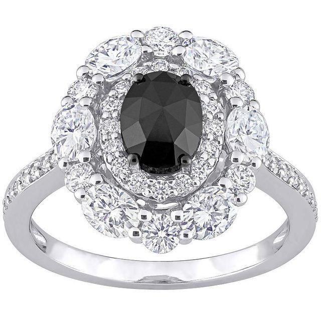 Stella Grace 10k White Gold 3/4 Carat T.W. Oval Black Diamond & 1 3/4 Carat T.W. Lab-Created Moissanite Engagement Ring, Womens Product Image