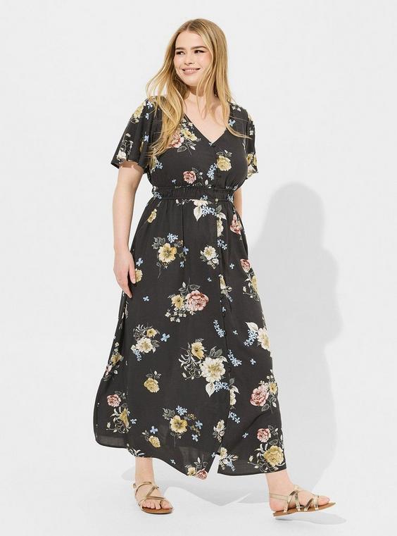 Maxi Challis Button Front A-Line Dress Product Image