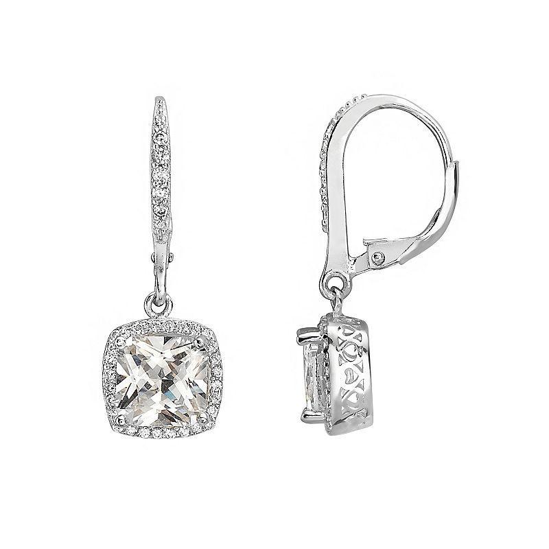 Sterling Silver Cubic Zirconia Drop Earrings, Womens Product Image