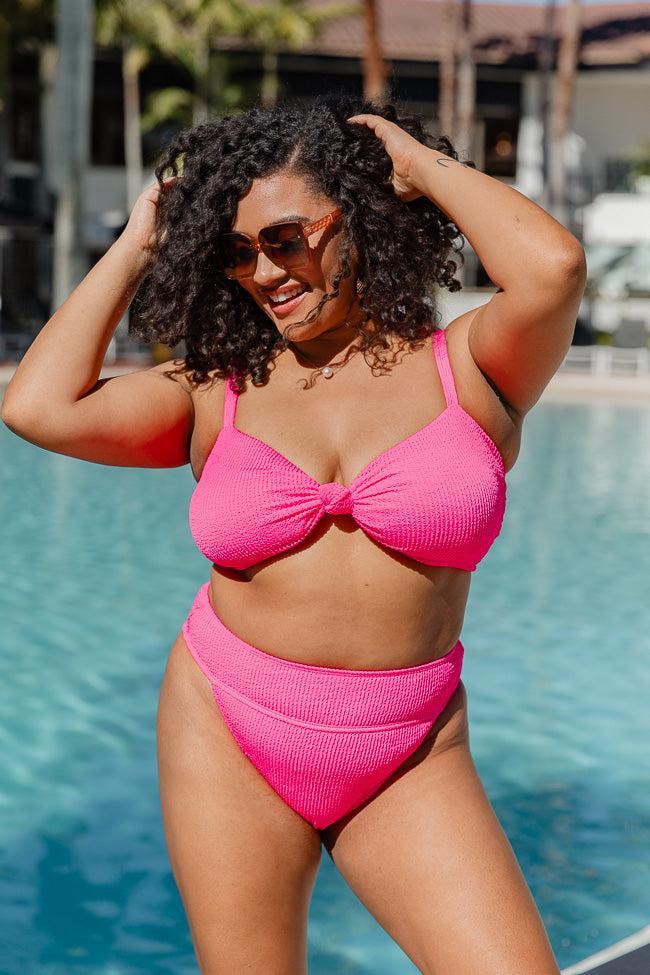 Coastal Kiss Hot Pink High Waisted Bikini Bottoms Product Image