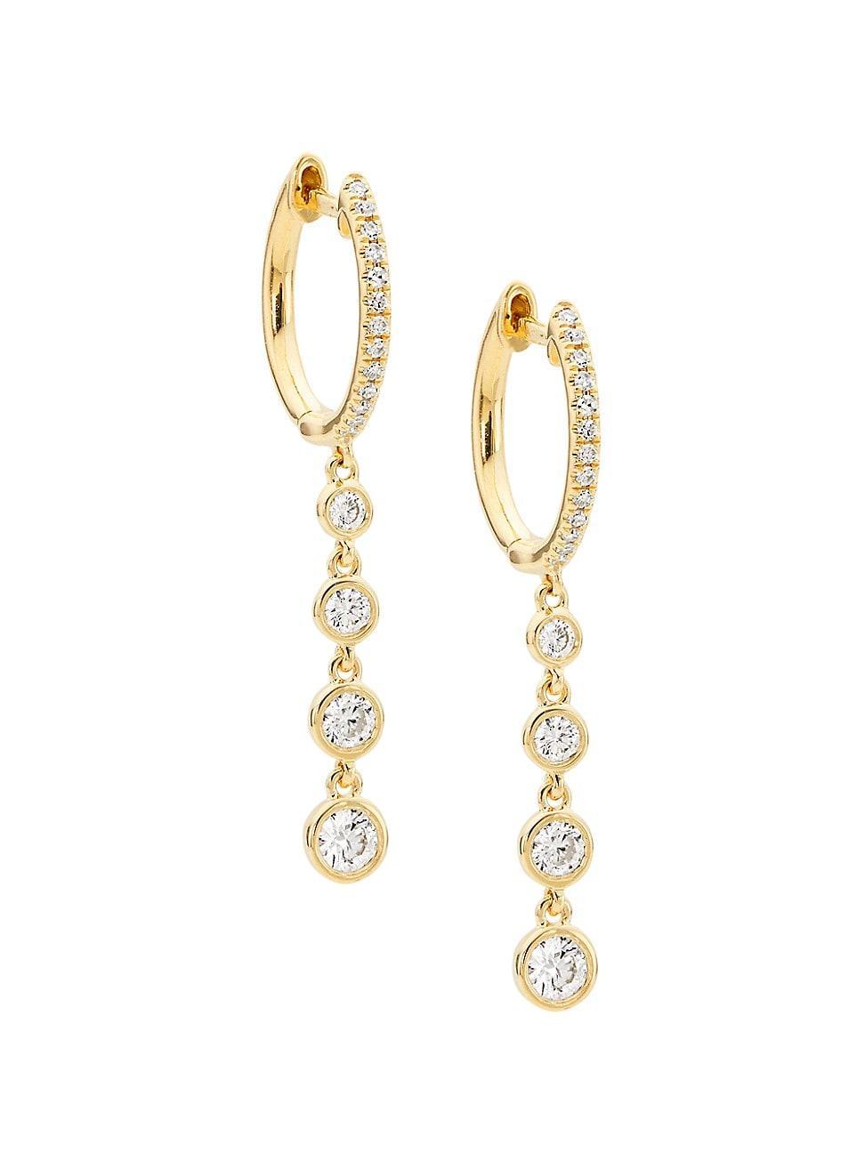 Womens 14K Yellow Gold & 0.45 TCW Diamond Drop Earrings Product Image