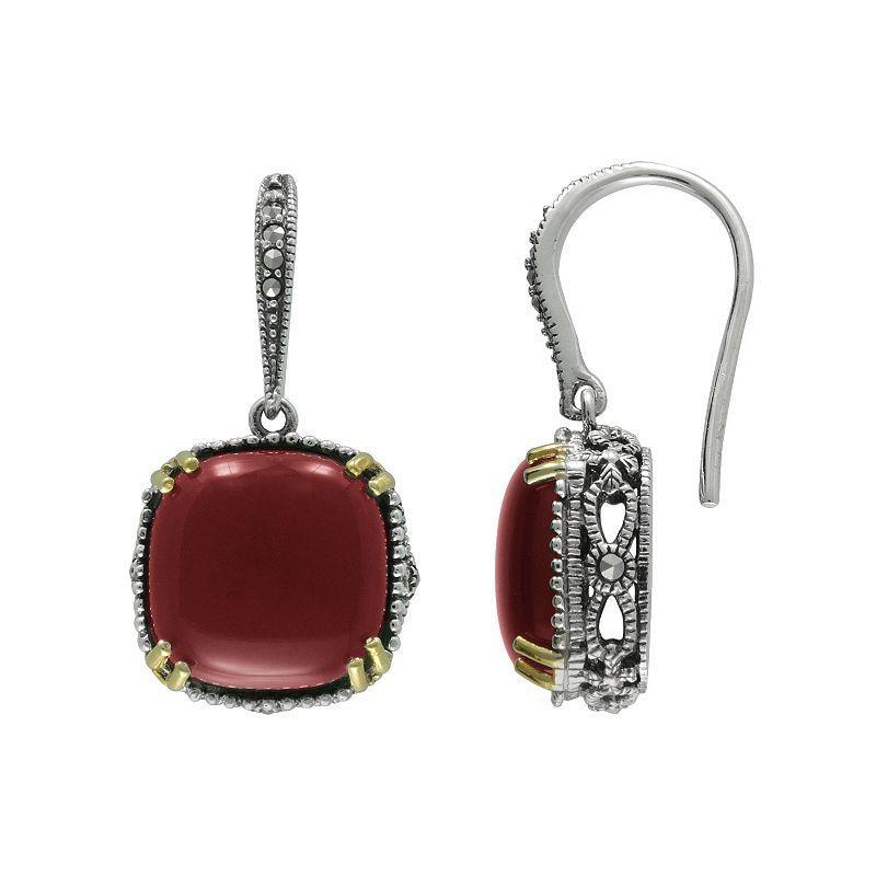 Lavish by TJM 14k Gold Over Silver & Sterling Silver Agate Drop Earrings, Womens, Red Agate Product Image