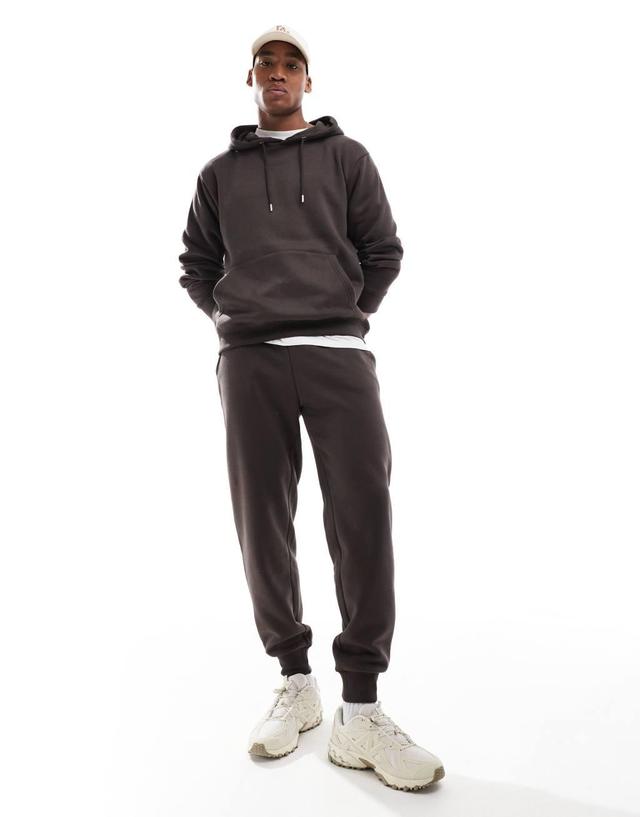 DTT overhead hoodie & sweatpants tracksuit set in brown Product Image