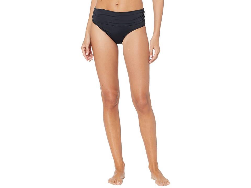 LAUREN Ralph Lauren Beach Club Solids Wider Shirred Banded Hipster (Black) Women's Swimwear Product Image