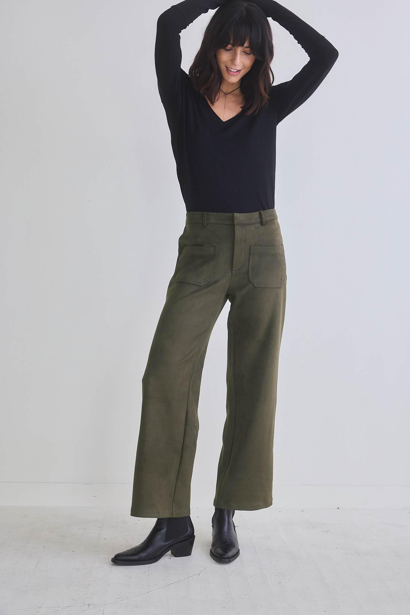 Finesse Microsuede Wide Leg Pants Product Image