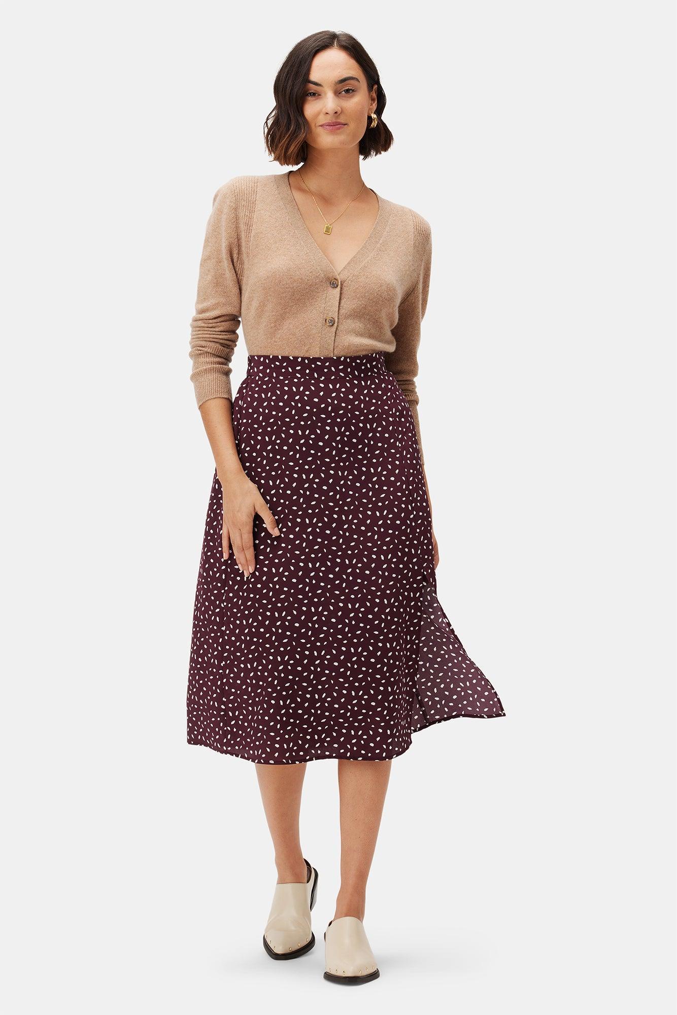 Ollie Washable Silk Skirt - Doucet Dot Vineyard - ReAmour Product Image