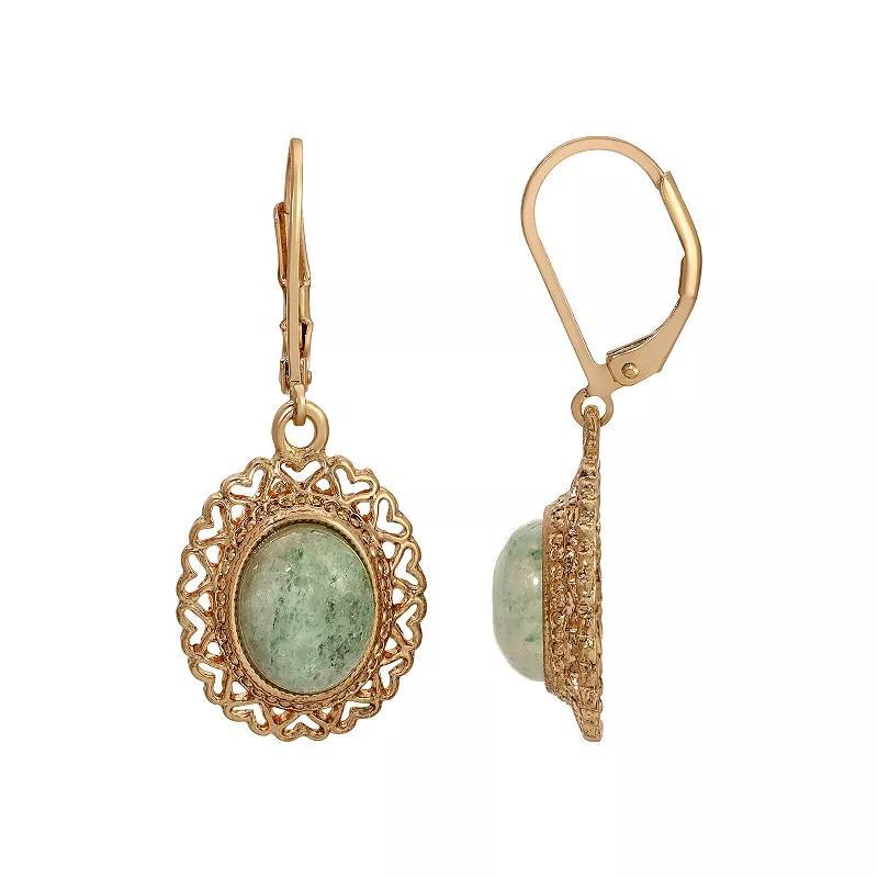 1928 Oval Heart Filigree Drop Earrings, Womens, Green Product Image