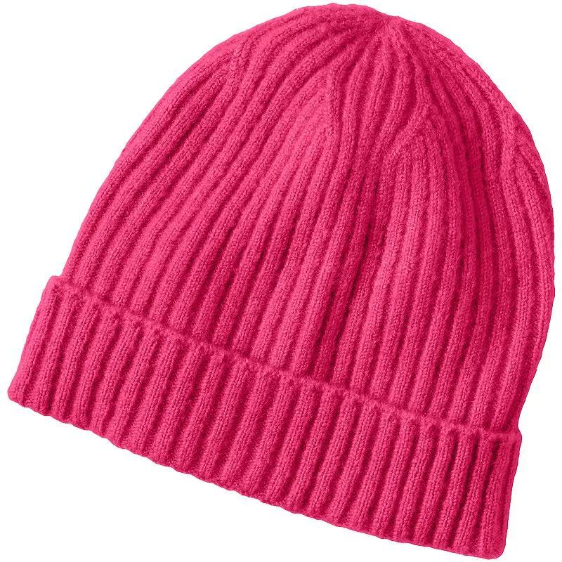 Womens Lands End CashTouch Winter Beanie Hat Deep Blue Product Image