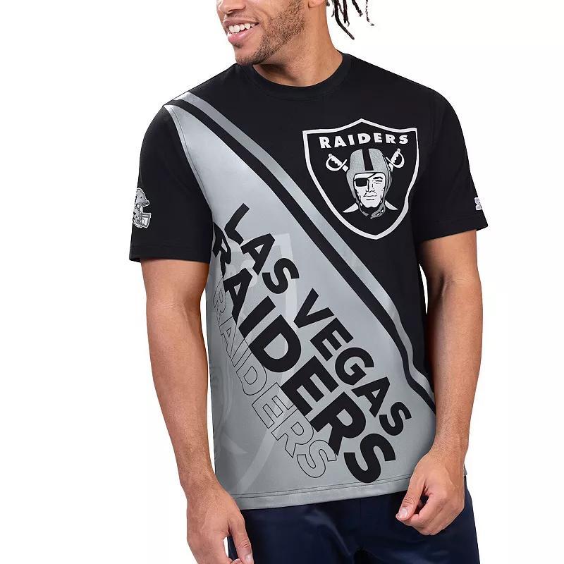 Mens Starter Black/Silver Las Vegas Raiders Finish Line Extreme Graphic T-Shirt Product Image