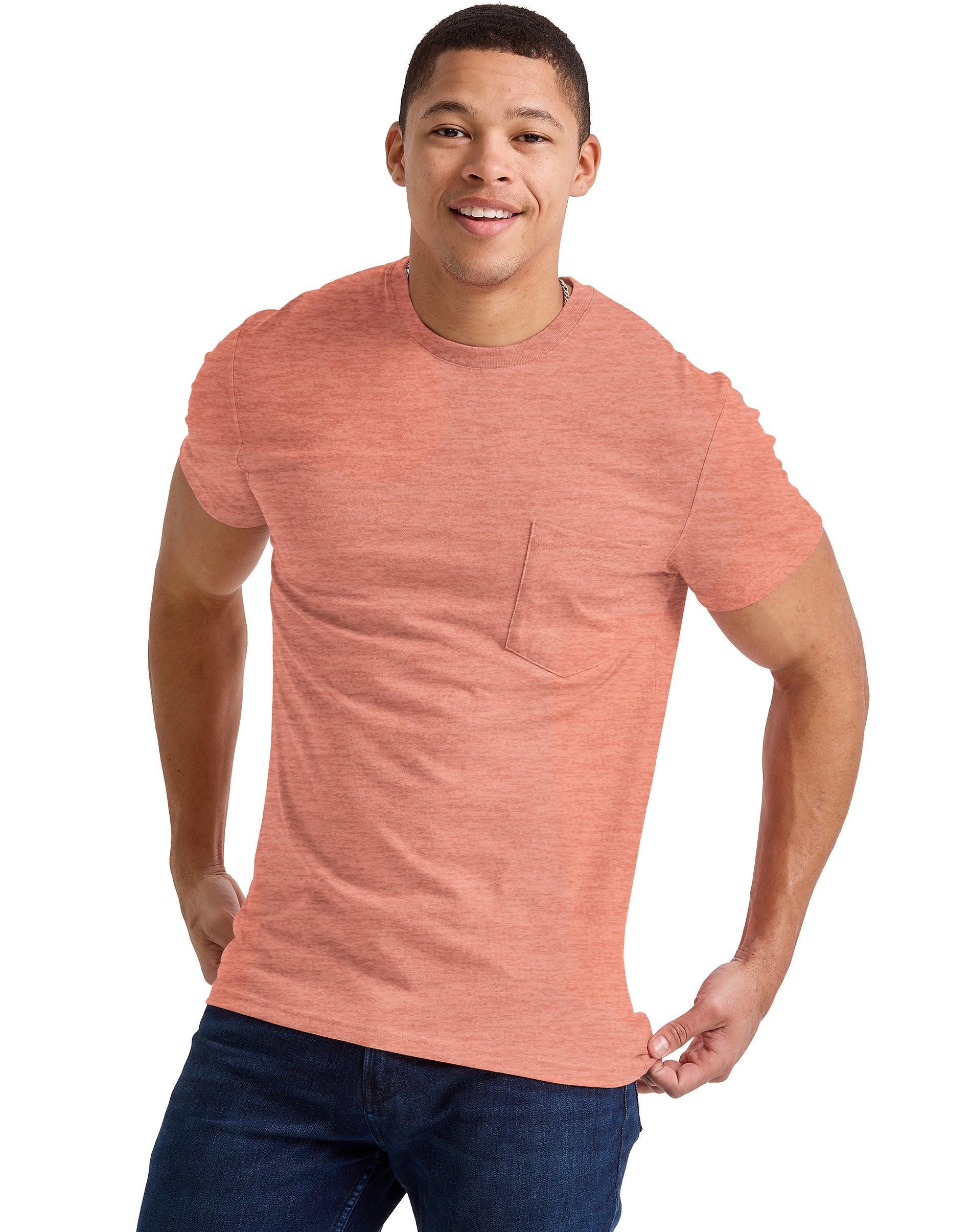 Hanes Originals Mens Tri-Blend Pocket T-Shirt Sandalwood Red Heather S Product Image