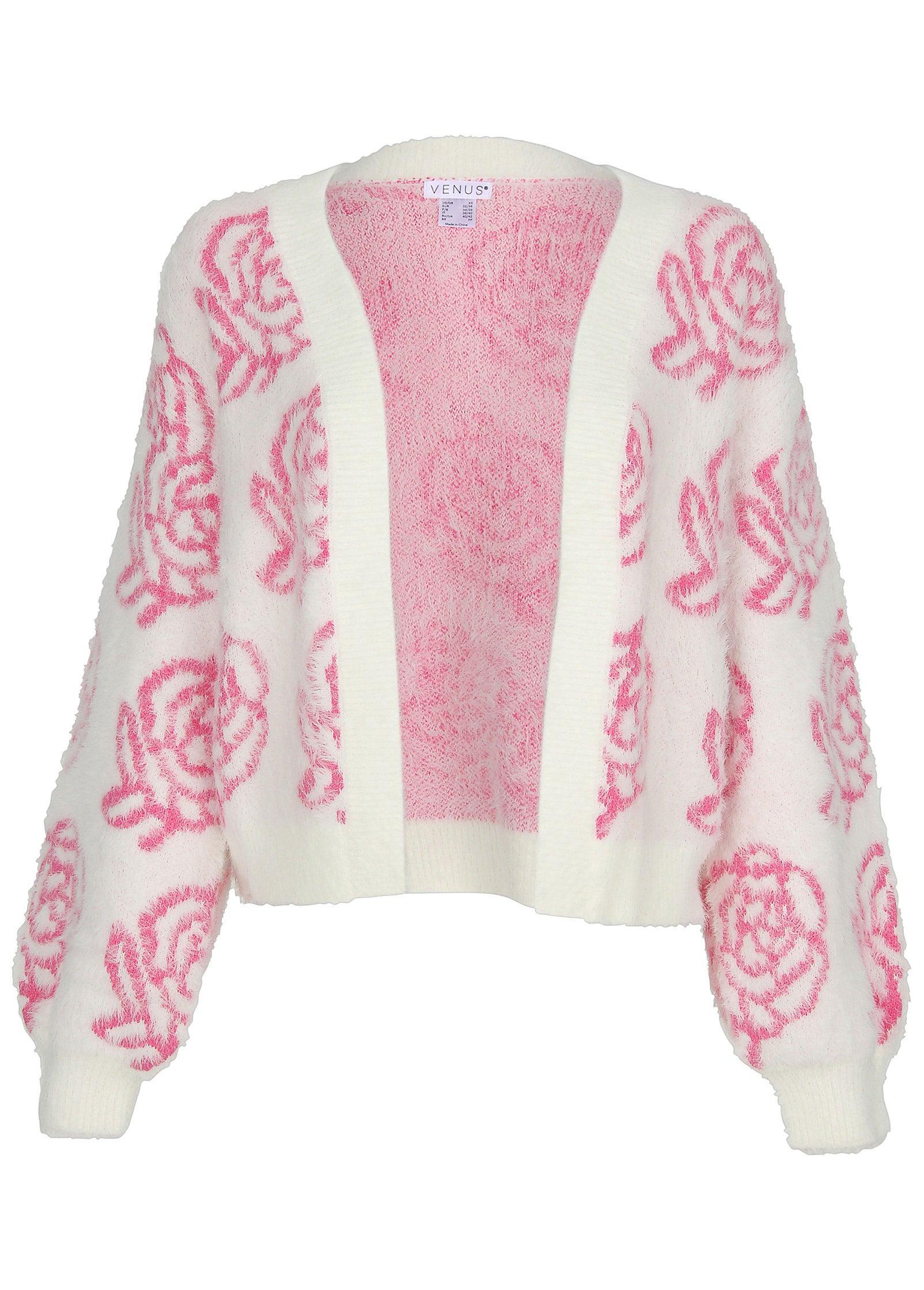 Rose Eyelash Cardigan - Pink Multi Product Image