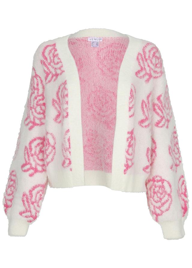 Rose Eyelash Cardigan - Pink Multi Product Image