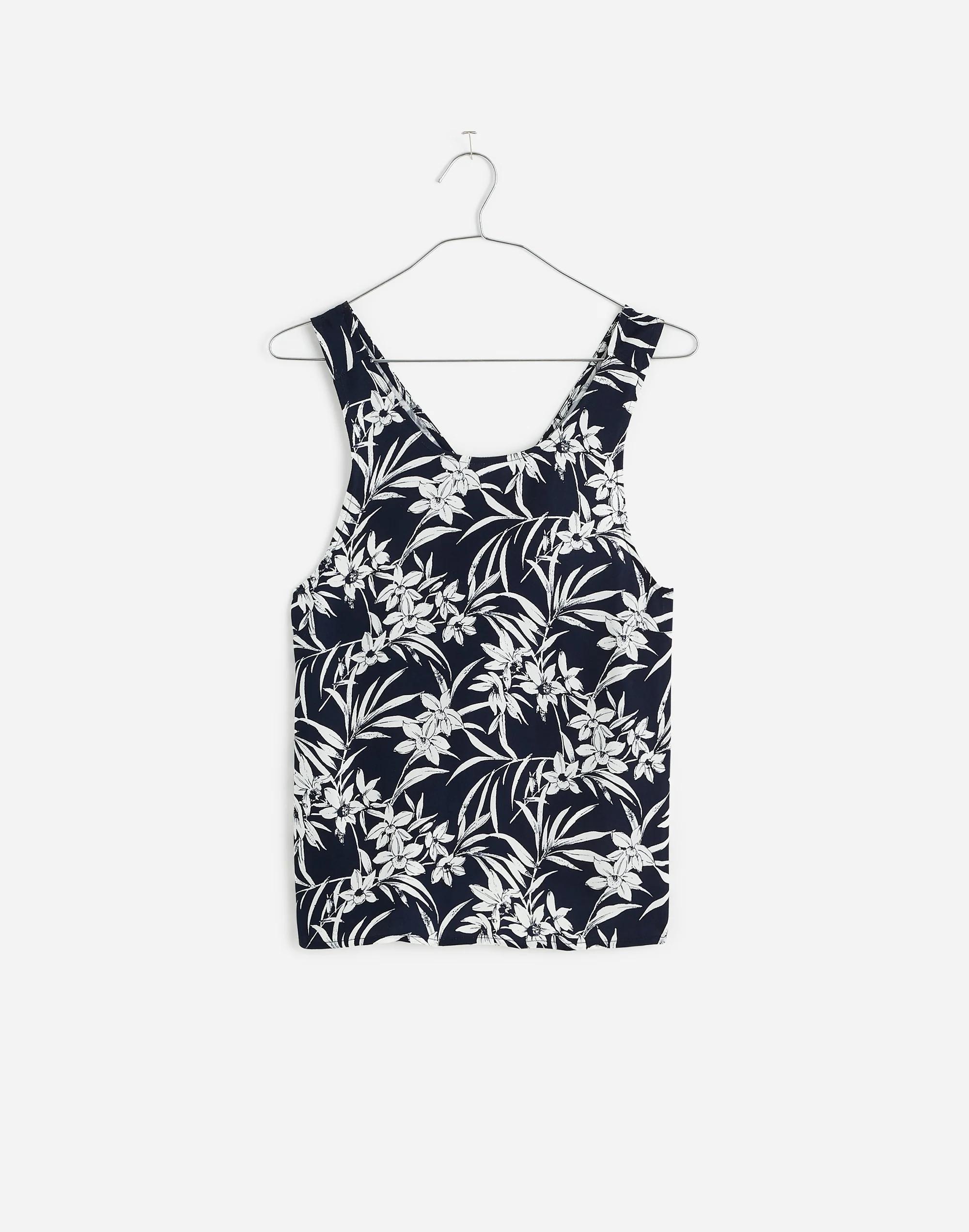 Crisscross-Back Sleeveless Top in Floral Cupro-Blend Product Image