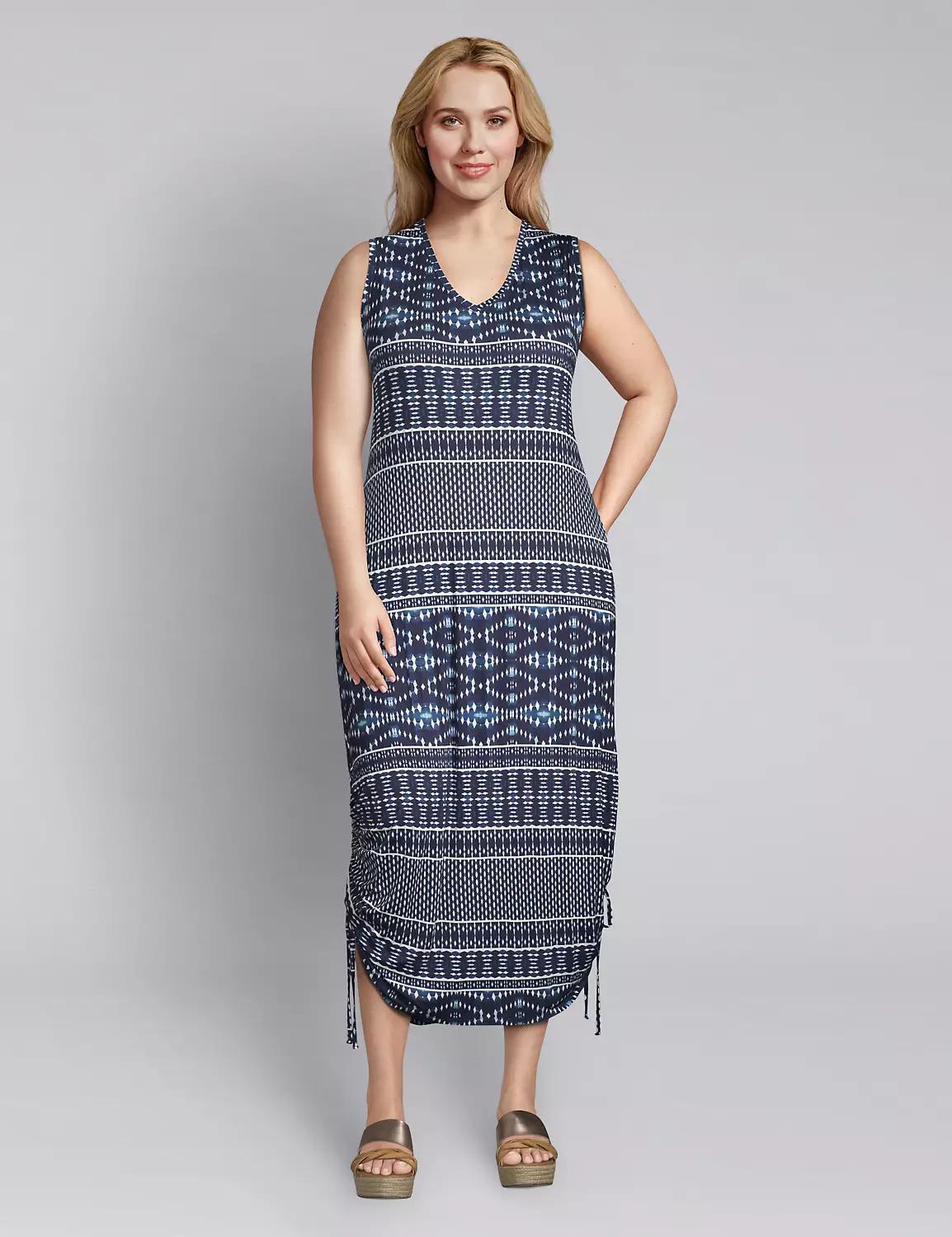 Printed Side-Tie Midi Dress Product Image