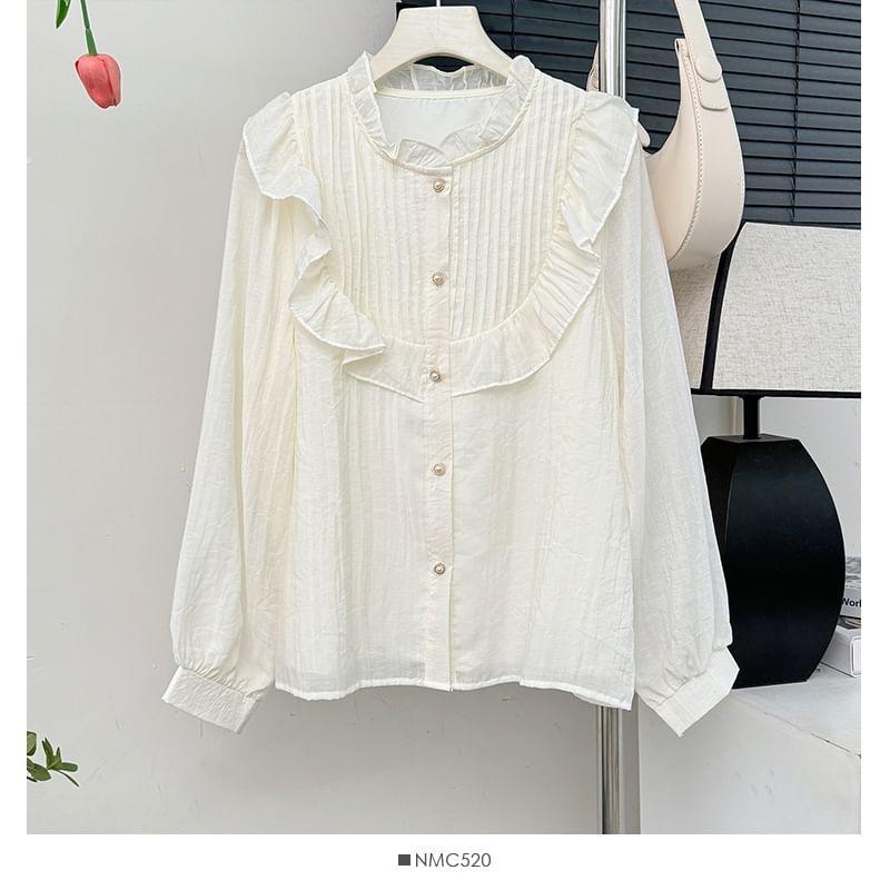 Ruffled Pleated Loose Shirt Product Image