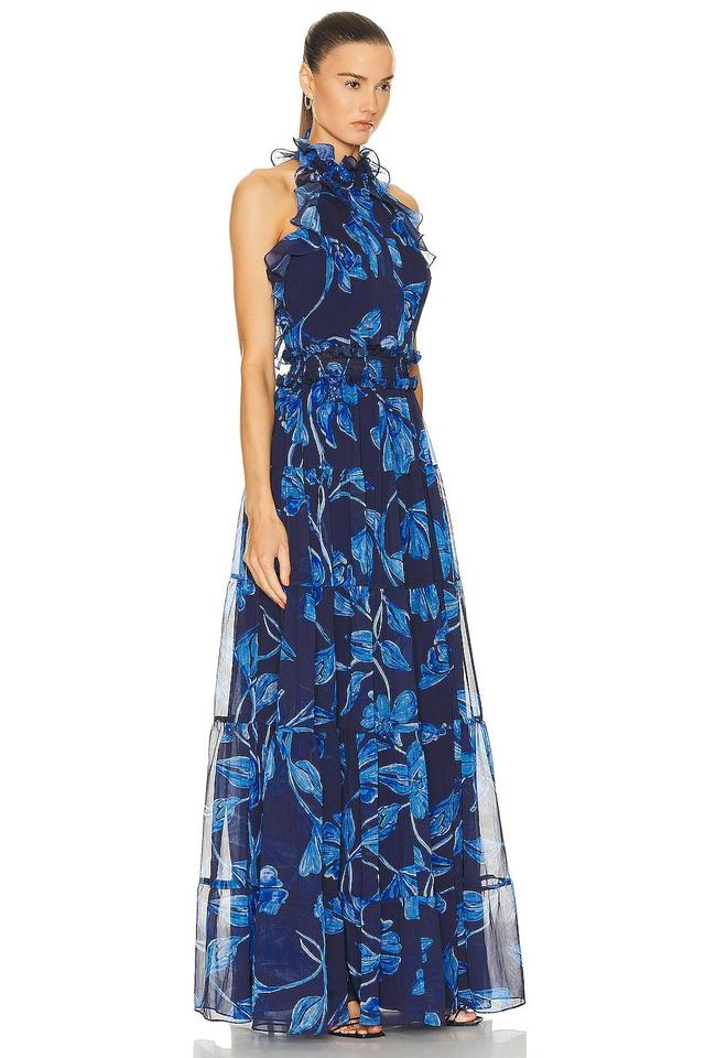 PatBO Nightflower Open Back Maxi Dress in Blue Product Image