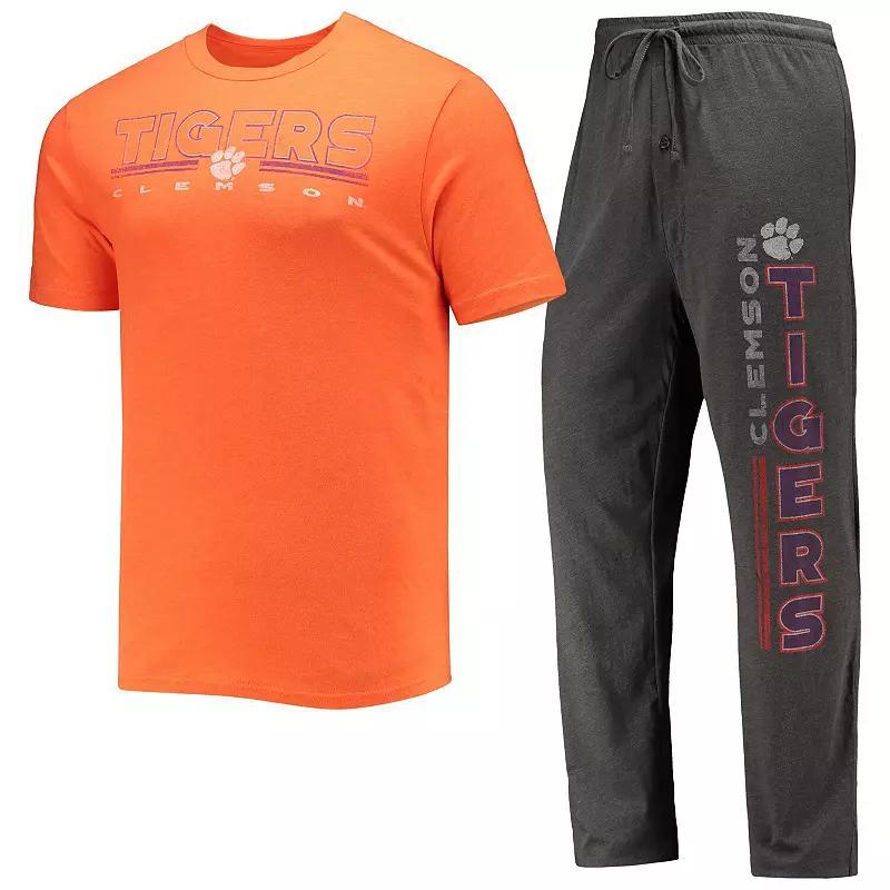 Mens Concepts Sport Heathered Charcoal/Orange Clemson Tigers Meter T-Shirt & Pants Sleep Set Product Image