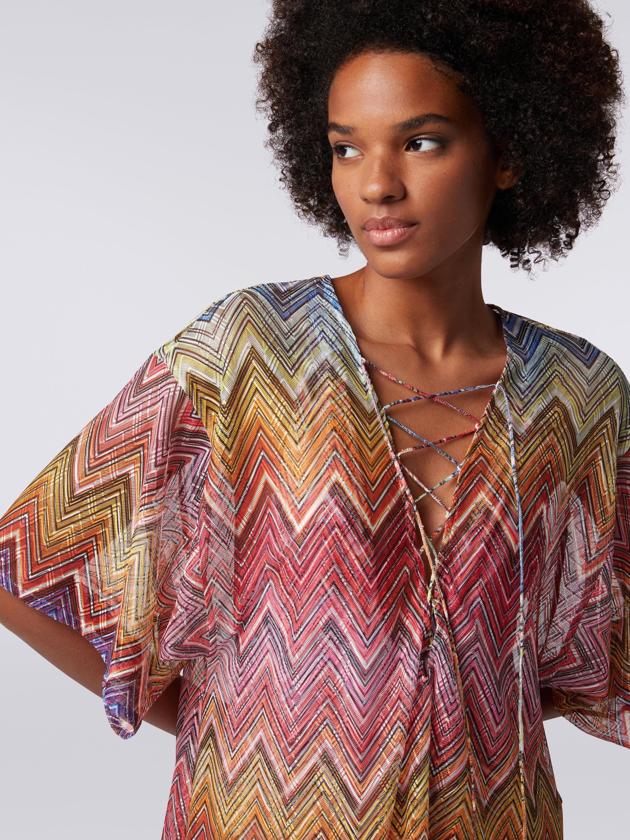 Short zigzag print cover up kaftan Product Image