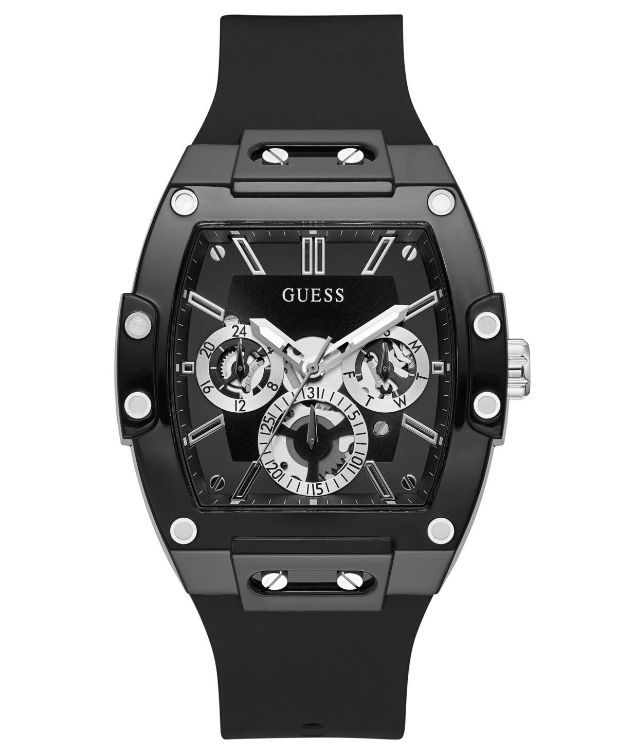 Guess Mens Phoenix Black Silicone Strap Watch 43mm Product Image