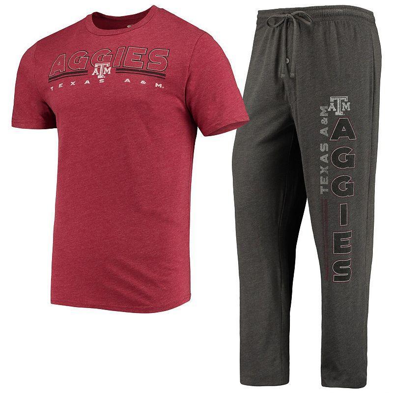 Mens Concepts Sport Heathered Charcoal/Maroon Texas A&M Aggies Meter T-Shirt & Pants Sleep Set Product Image