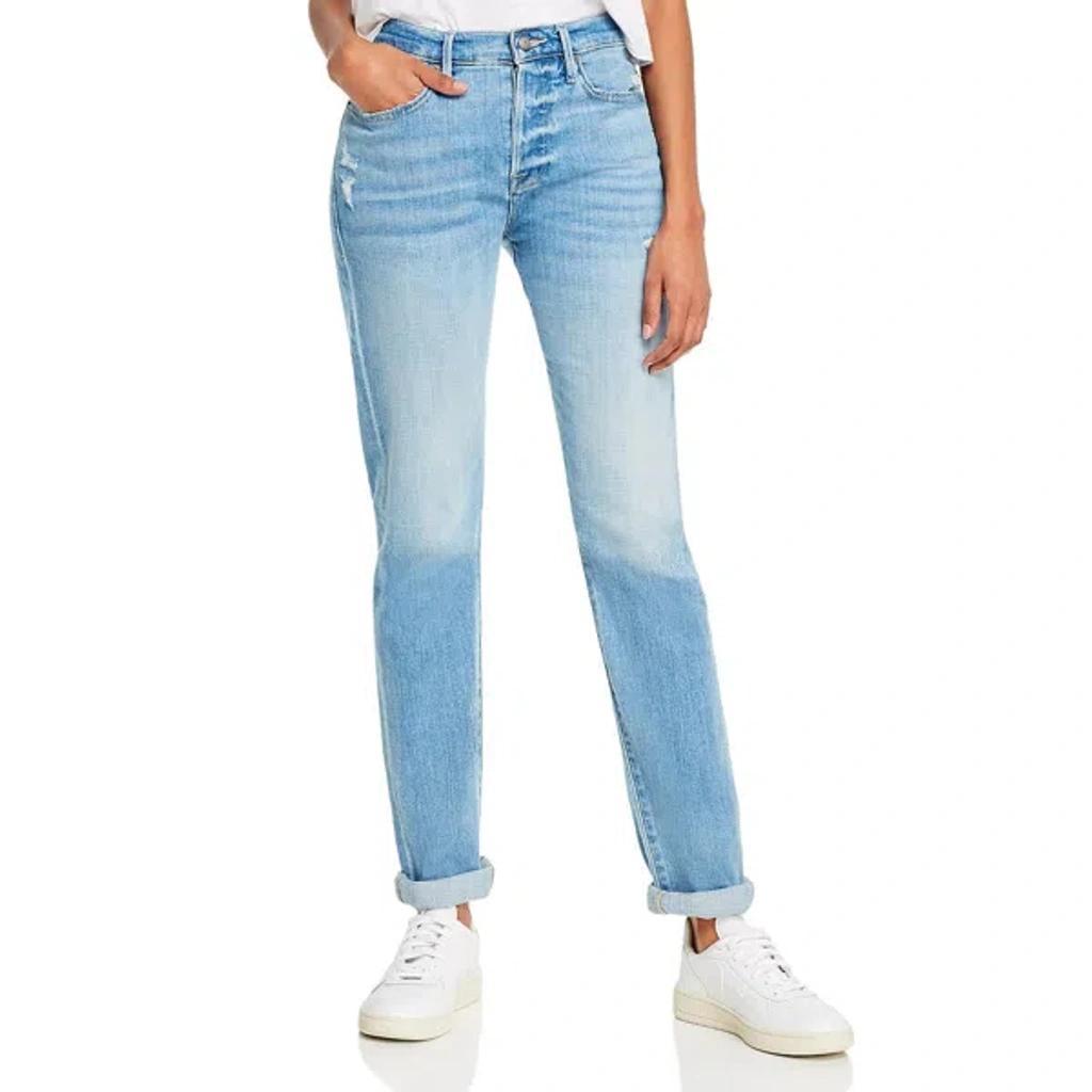 FRAME Le Beau Womens Denim Destroyed Boyfriend Jeans In Multi product image