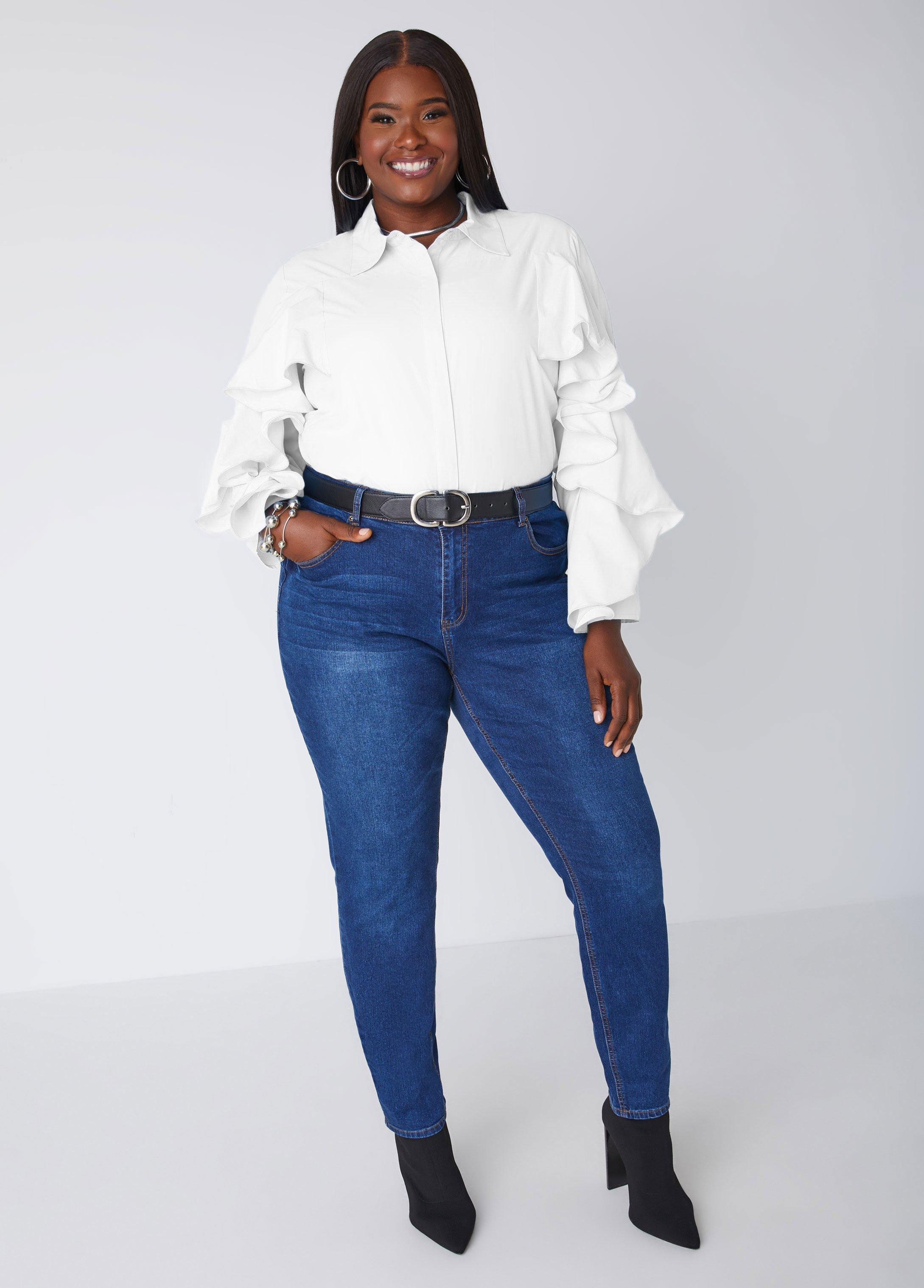 Ruffle Trimmed Collared Shirt Product Image