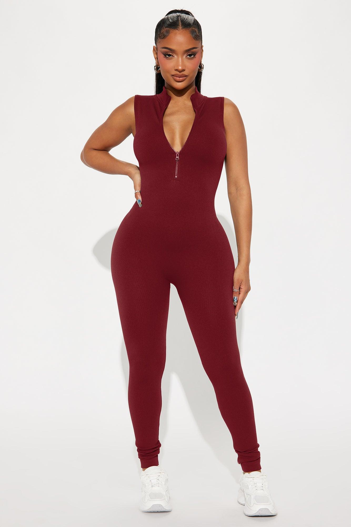 Johanna Seamless Jumpsuit - Burgundy Product Image