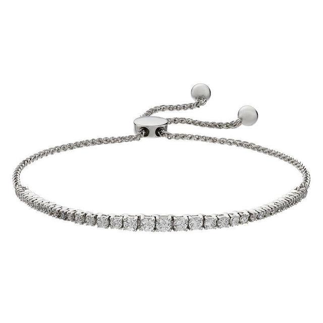 Sterling Silver 1 Carat T.W. Diamond Bolo Bracelet, Womens Product Image