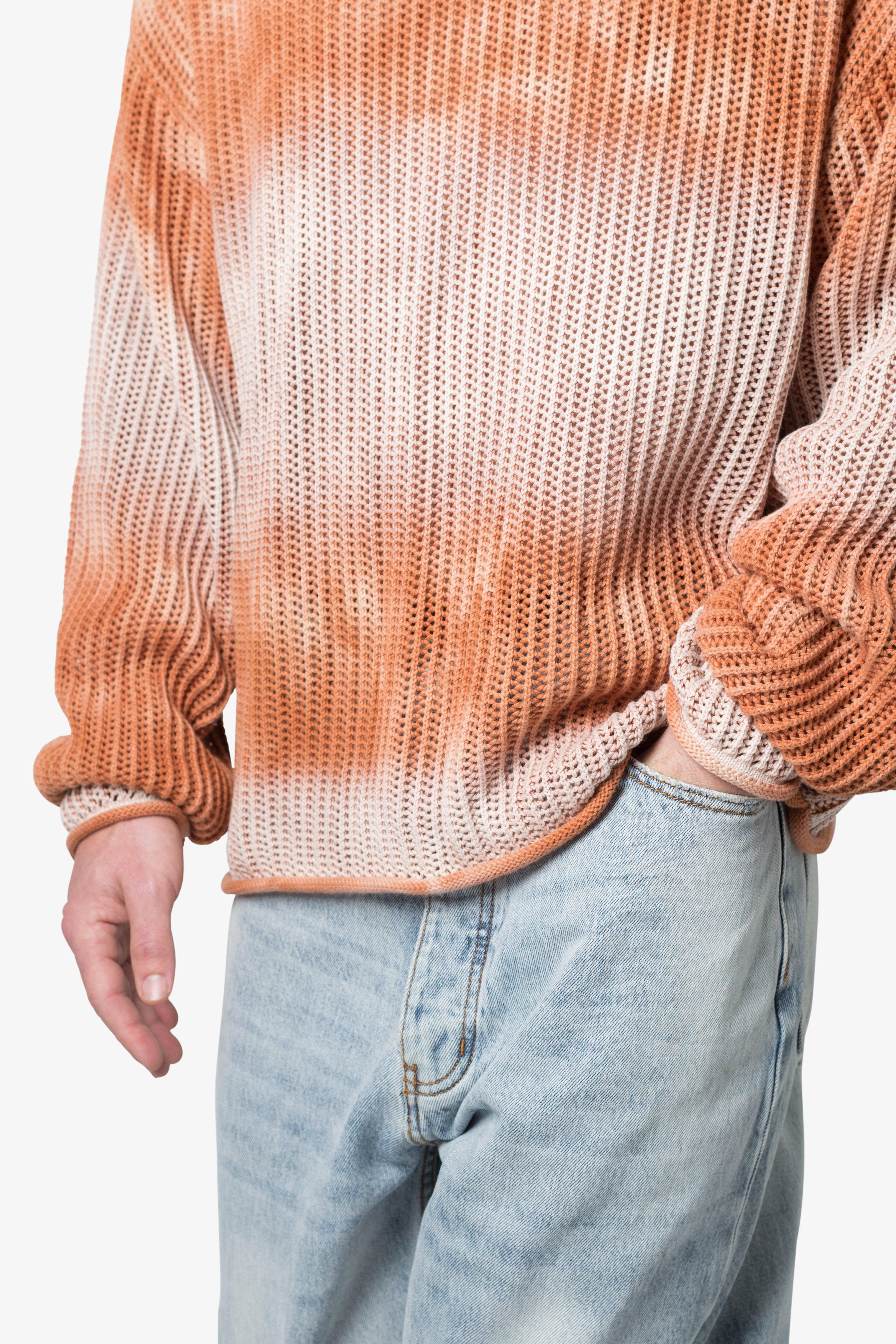 Tie Dye Open Knit Sweater - Orange Product Image