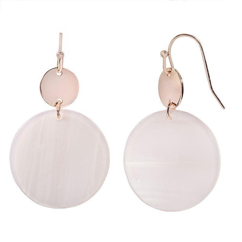 LC Lauren Conrad Rose Gold Tone Disc Nickel Free Double Drop Earrings, Womens, Pink Product Image