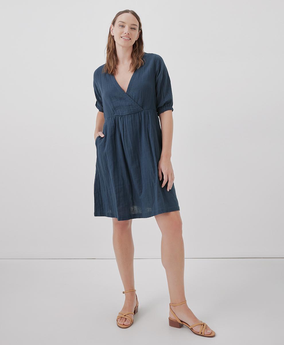 Womens Coastal Double Gauze Crossover Dress S Product Image