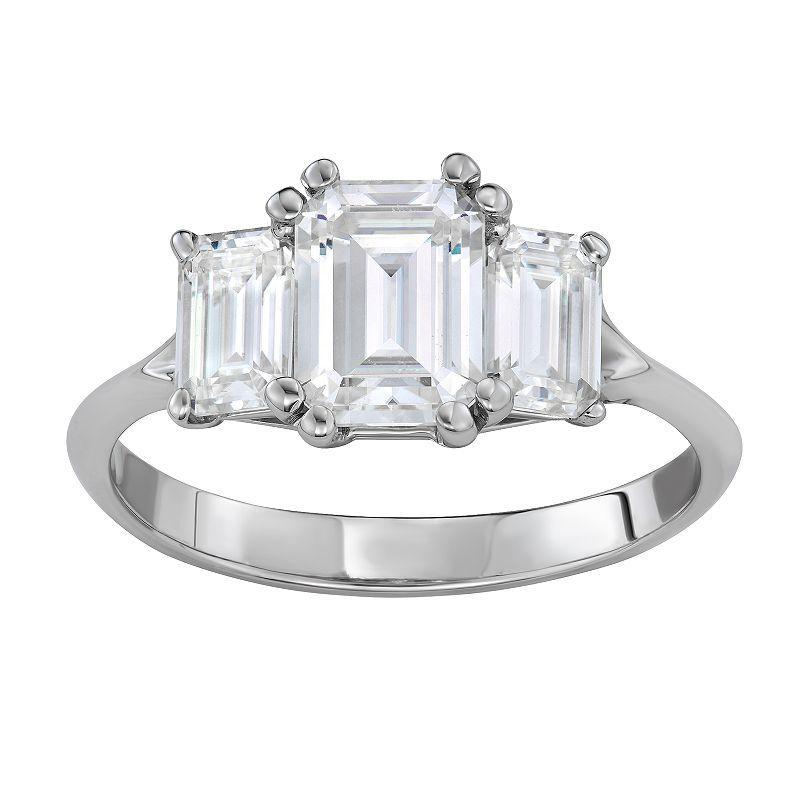 Moissanite Emerald Three Stone Ring (2-9/10 ct. tw.) in 14k White Gold Product Image