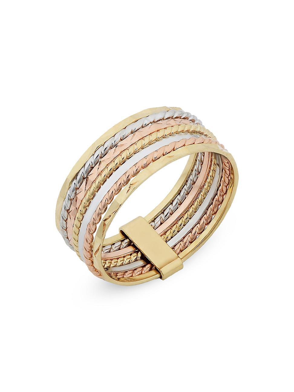 Womens 14K Tricolor Gold Power Stack Ring Product Image