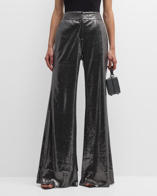 Sandra High-Rise Wide-Leg Sequin Pants Product Image