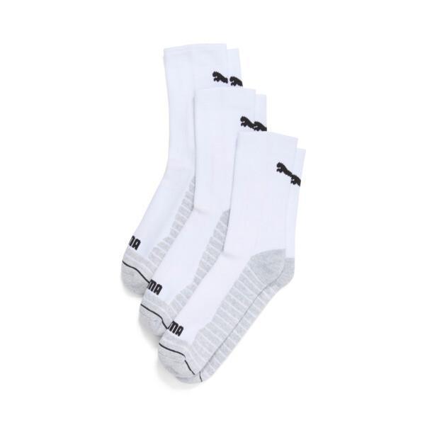 PUMA Men's Half-Terry Crew Socks (3 Pairs) in White/Black Product Image