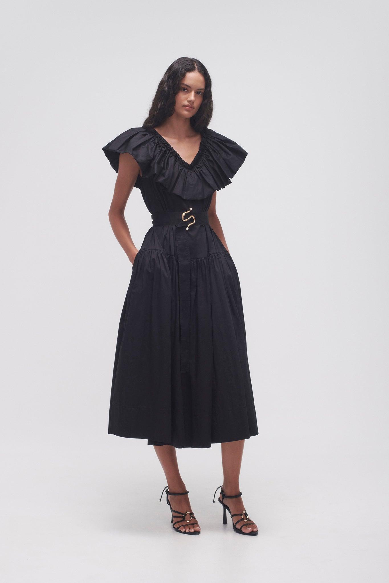 Alma Bubble Frill Midi Dress Product Image