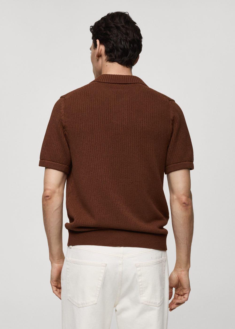 Mango Mens Ribbed Knit Polo Shirt Product Image