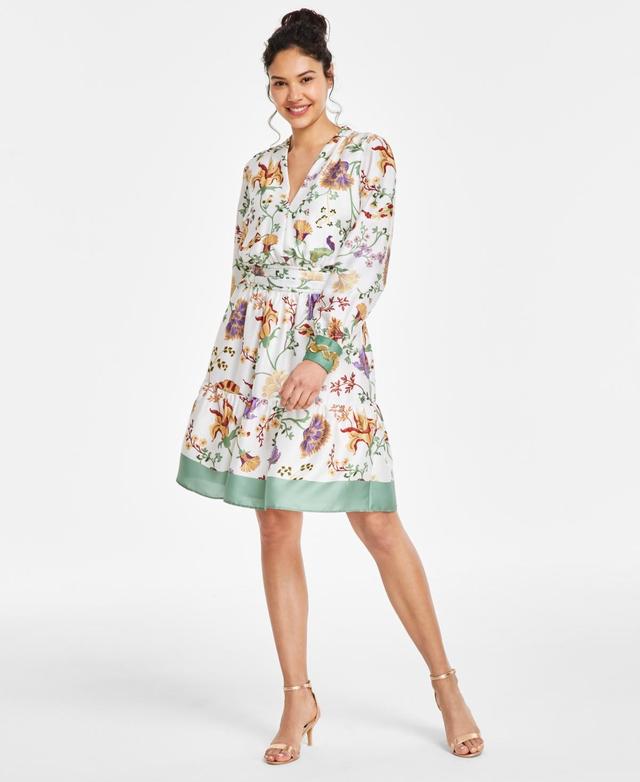 Anne Klein Womens Floral-Print Fit & Flare Dress Product Image