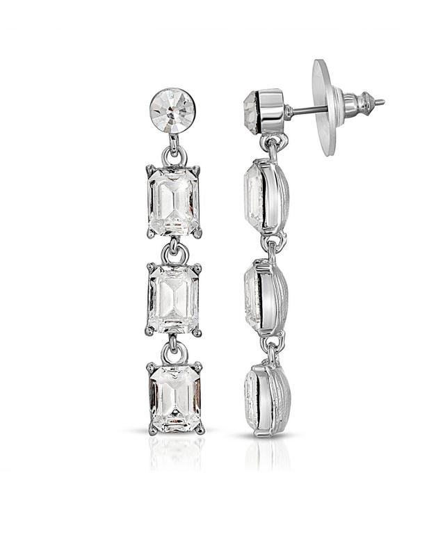 1928 Silver Tone Crystal Post Drop Earrings, Womens, Multi Product Image