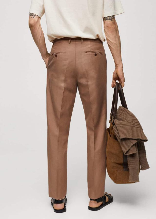 MANGO MAN - Slim fit cotton and linen suit pants burnt orangeMen Product Image