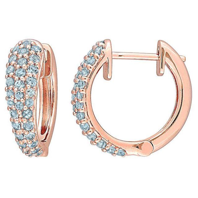 Stella Grace 10k Rose Gold Swiss Blue Topaz Hoop Earrings, Womens Product Image