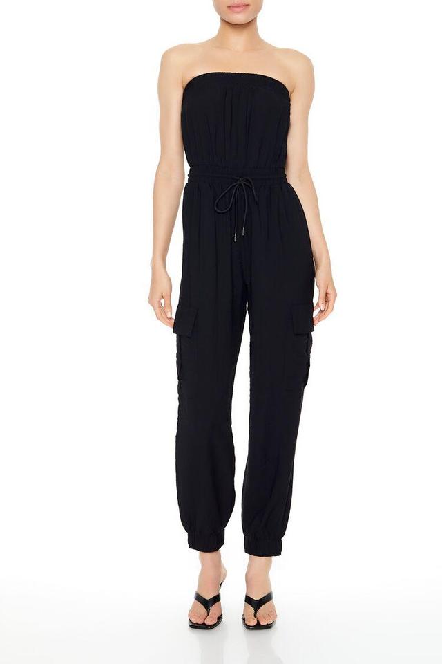 Strapless Tie-Waist Cargo Jumpsuit | Forever 21 Product Image