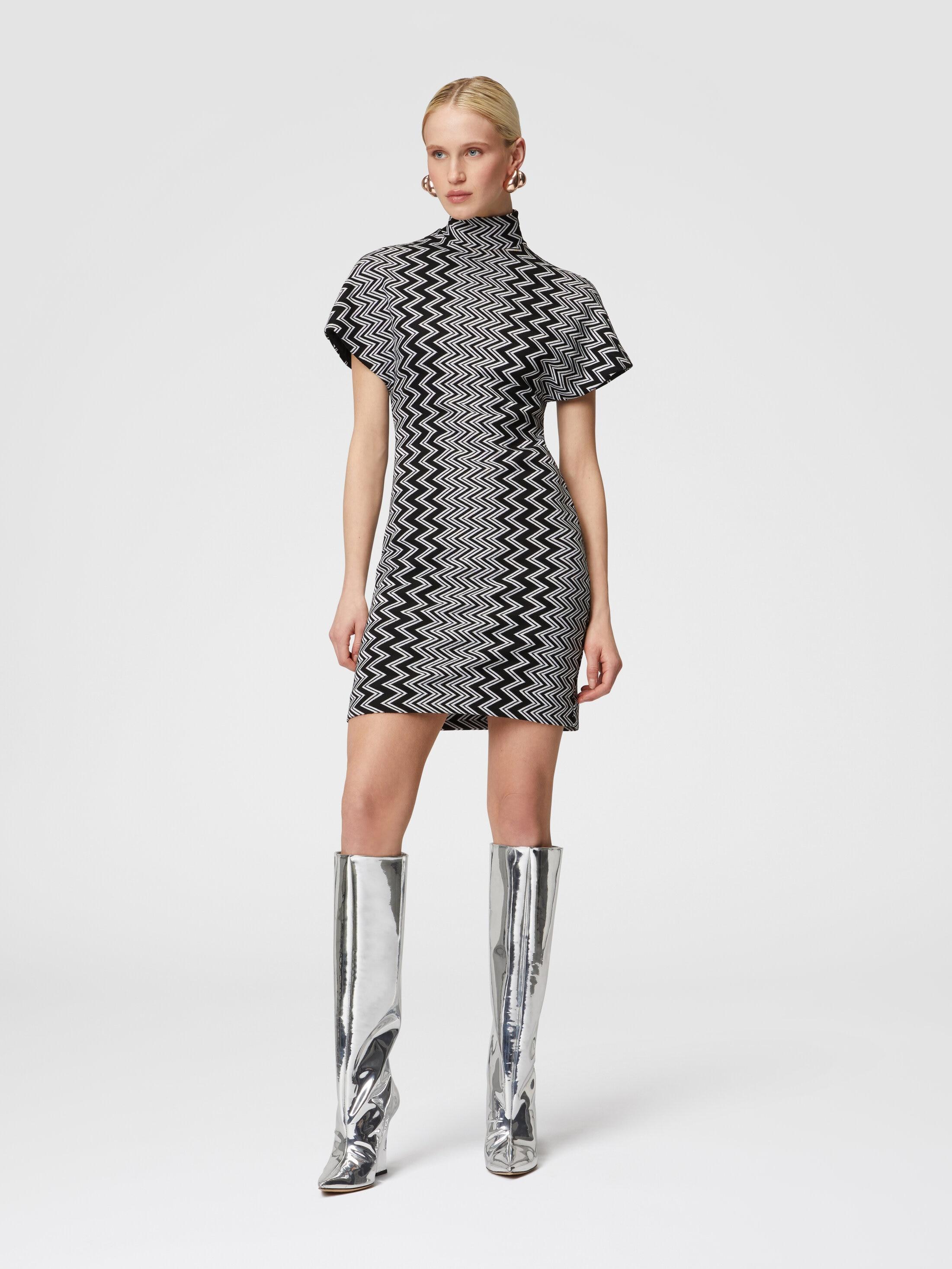 Zig zag mini-dress with sculptural sleeves Product Image