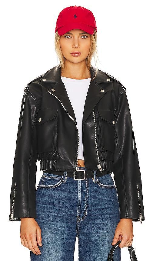 Faux Leather Moto Jacket Product Image