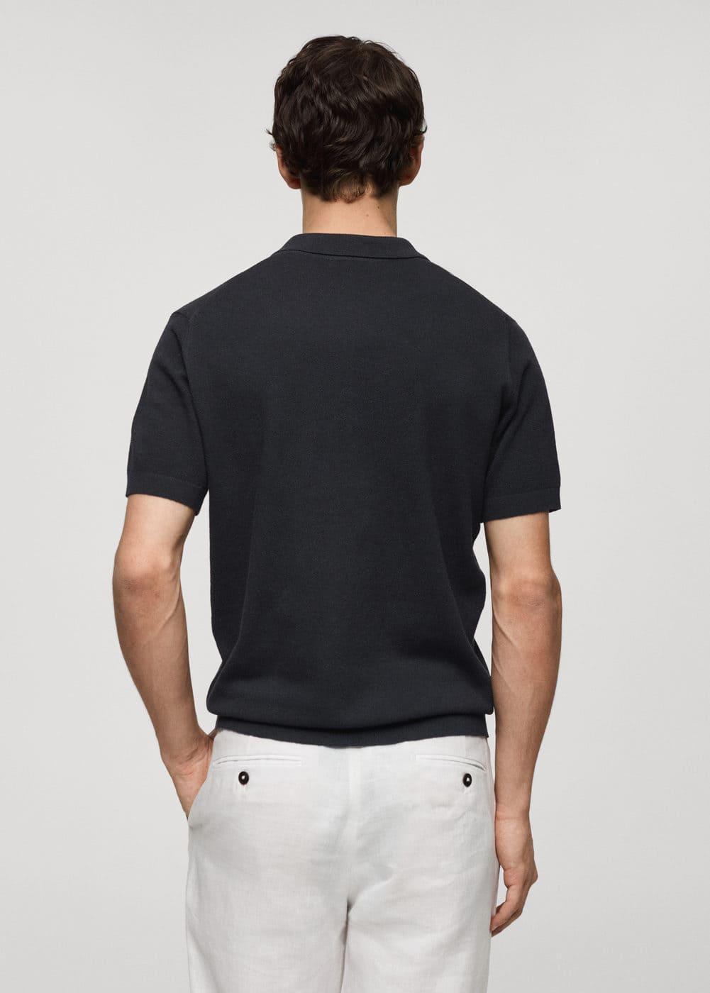 MANGO MAN - Textured cotton polo shirt coffeeMen Product Image