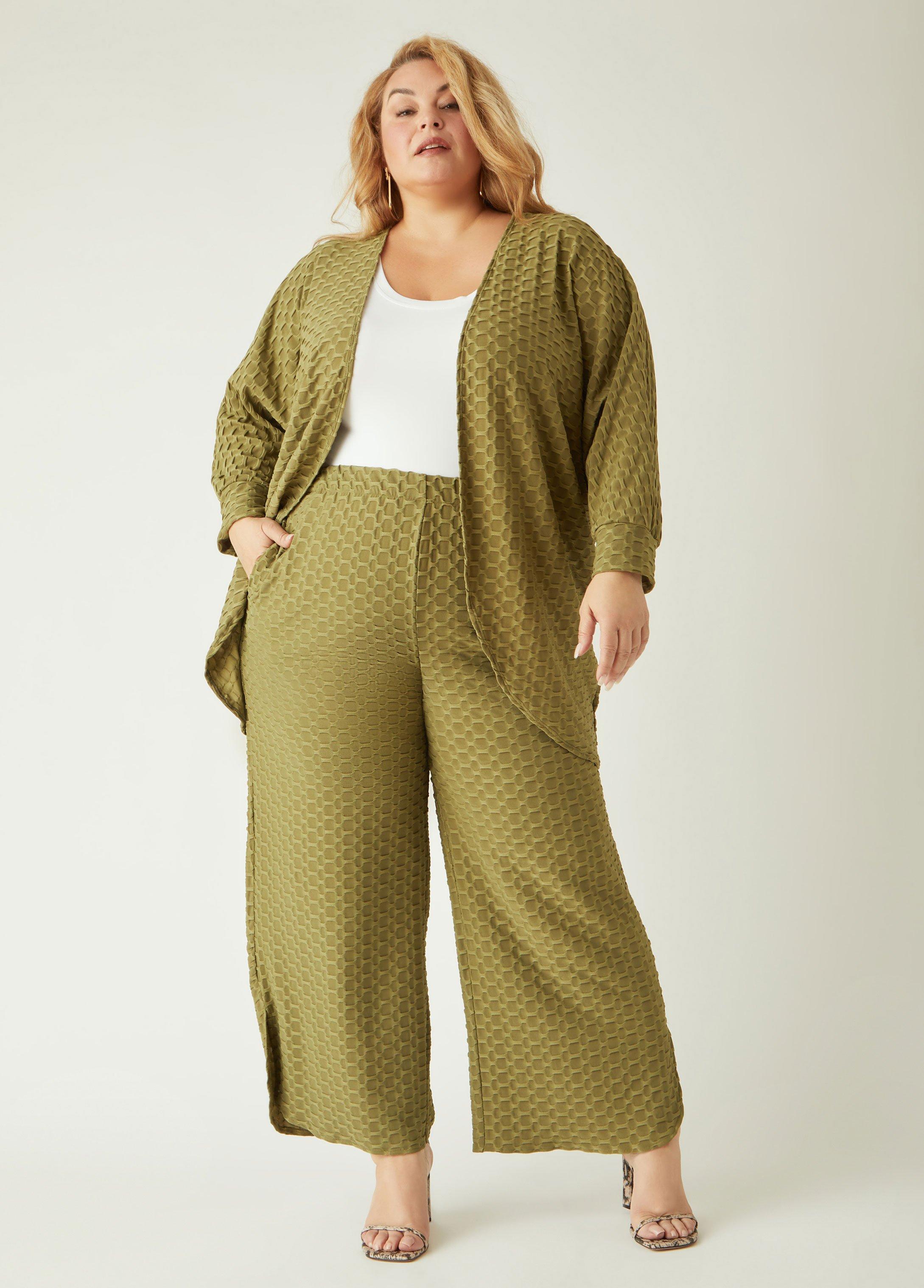 Plus Size Honeycomb Knit Wide Leg Pants Ashley Stewart Product Image