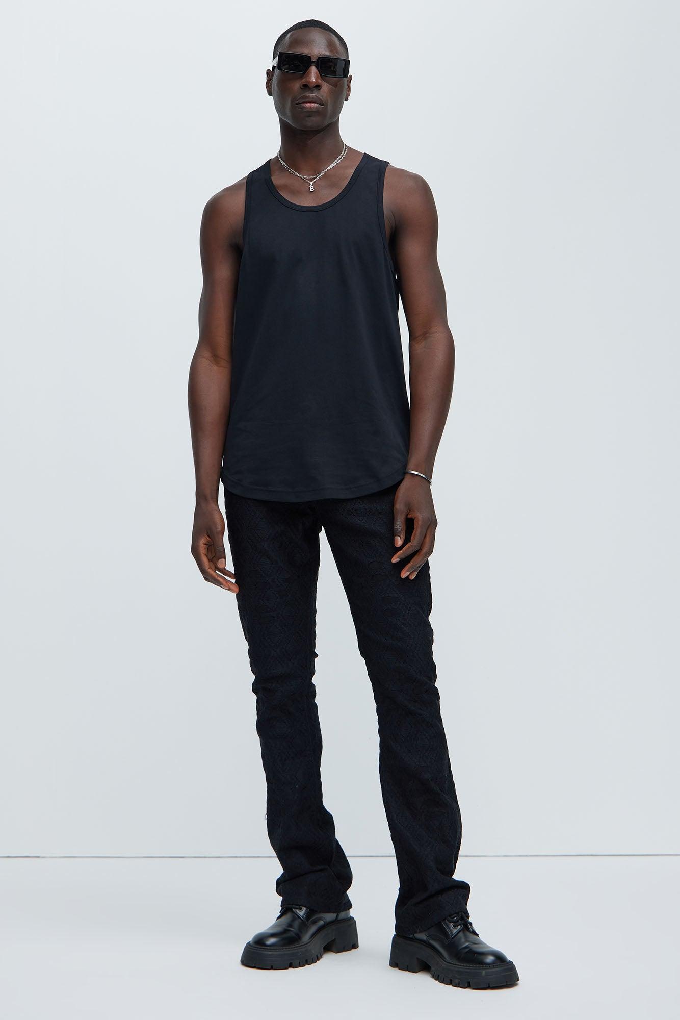 Essential Scallop Tank Top - Black Product Image